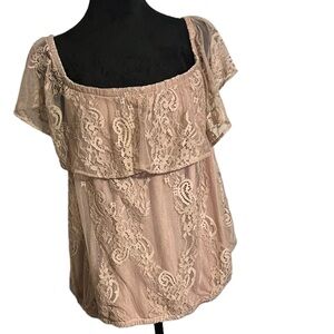 American Eagle Outfitters Lace Blouse in Light Pink